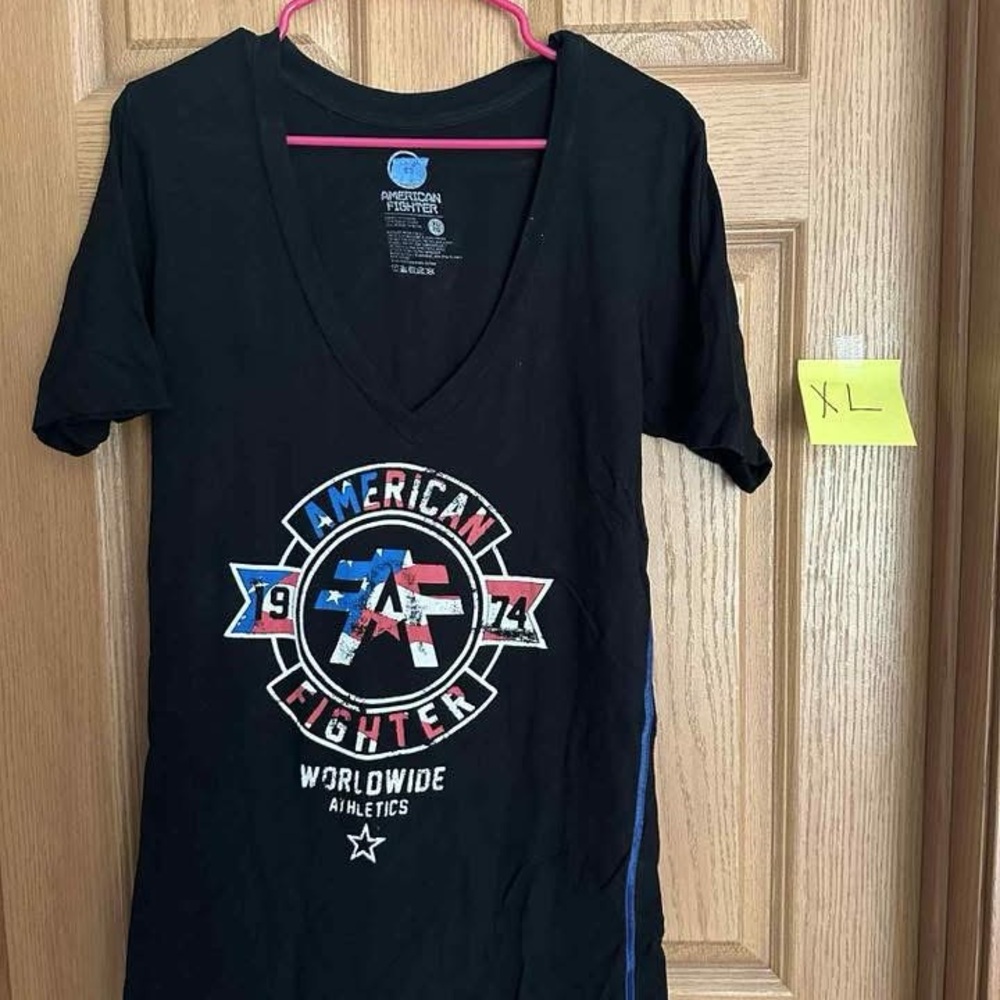 American Fighter Black and Blue V-Neck Tee